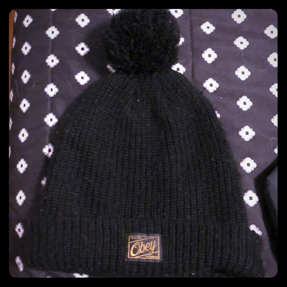 Black Obey Beanie Hat (Unisex)